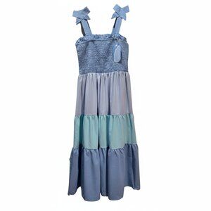 NWT | Hilinker Blue Ombre Tiered Maxi Dress | Smocked Bodice | Size 9-10Y